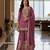 Purple embroidered chanderi free size stiched kurta sharara set with dupatta for women