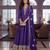 Royal purple embroidered heavy viscose anarkali free size stiched kurta set with dupatta for women