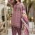 Peach heavy natural silk palazzo set with embroidery & digital dupatta