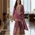 Purple embroidered chanderi free size stiched kurta sharara set with dupatta for women