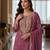 Purple embroidered chanderi free size stiched kurta sharara set with dupatta for women