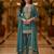 Blue embroidered chanderi free size stiched kurta sharara set with dupatta for women