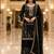 Black embroidered fandy silk stiched kurta sharara set with dupatta for women