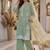 Mint green heavy natural silk palazzo set with pearl moti hand work