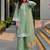 Mint green heavy natural silk palazzo set with pearl moti hand work