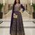 Elegant navy blue heavy georgette anarkali free size stiched kurta with dupatta for women