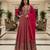 Elegant dark pink heavy georgette anarkali free size stiched kurta with dupatta for women
