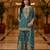 Blue embroidered chanderi free size stiched kurta sharara set with dupatta for women