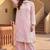 Light pink heavy natural silk palazzo set with pearl moti hand work
