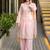 Light pink heavy natural silk palazzo set with pearl moti hand work