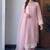Light pink heavy natural silk palazzo set with pearl moti hand work