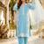 Sky blue heavy natural silk palazzo set with pearl moti hand work