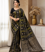 Black Color Jaqurad Doubling Viscos Jari Weaving All Over Body Small And Beautiful Deer Khaddi Crep Georgette Saree