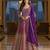 Luxury purple embroidered faux georgette anarkali free size stiched kurta set with dupatta for women