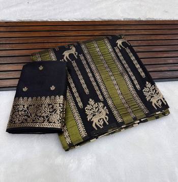 Black Color Jaqurad Doubling Viscos Jari Weaving All Over Body Small And Beautiful Deer Khaddi Crep Georgette Saree 4
