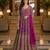 Luxury magenta embroidered faux georgette anarkali free size stiched kurta set with dupatta for women