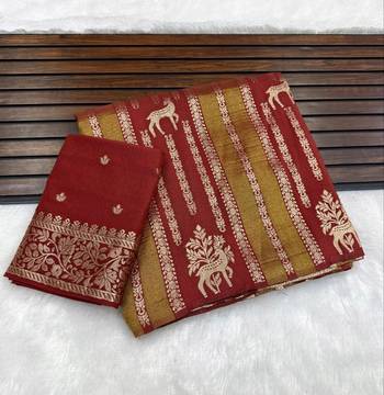 Maroon Color Jaqurad Doubling Viscos Jari Weaving All Over Body Small And Beautiful Deer Khaddi Crep Georgette Saree 4