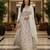 Elegant off white heavy georgette anarkali free size stiched kurta with dupatta for women