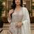 Elegant off white heavy georgette anarkali free size stiched kurta with dupatta for women
