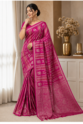 Pink Color Jaqurad Doubling Viscos Jari Weaving All Over Body Small And Beautiful Deer Khaddi Crep Georgette Saree 2