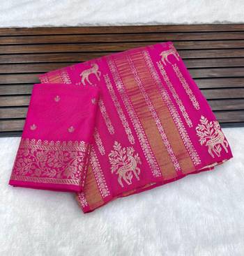 Pink Color Jaqurad Doubling Viscos Jari Weaving All Over Body Small And Beautiful Deer Khaddi Crep Georgette Saree 4