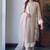 Cream heavy natural silk palazzo set with pearl moti hand work