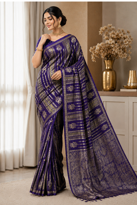Purple Color Jaqurad Doubling Viscos Jari Weaving All Over Body Small And Beautiful Deer Khaddi Crep Georgette Saree 1