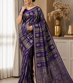 Purple Color Jaqurad Doubling Viscos Jari Weaving All Over Body Small And Beautiful Deer Khaddi Crep Georgette Saree