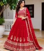 navy-blue faux georgette lehenga choli - free size 