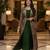 Designer green blooming georgette free size stiched top with long printed shrung for women