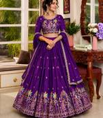blue silk blend lehenga choli - free size 