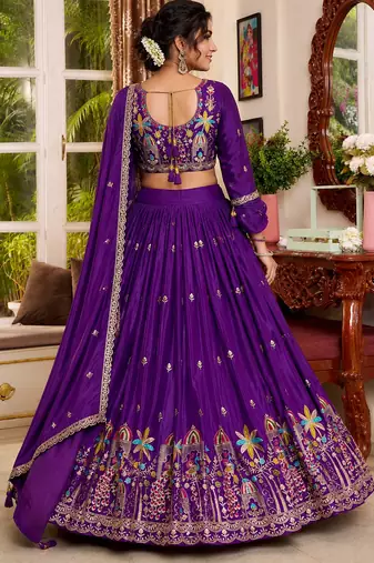 blue silk blend lehenga choli - free size 