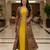Designer yellow blooming georgette free size stiched top with long printed shrung for women