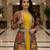 Designer yellow blooming georgette free size stiched top with long printed shrung for women