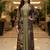 Designer light olive blooming georgette free size stiched top with long printed shrung for women