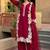 Dark pink heavy natural silk palazzo set with pearl moti hand work