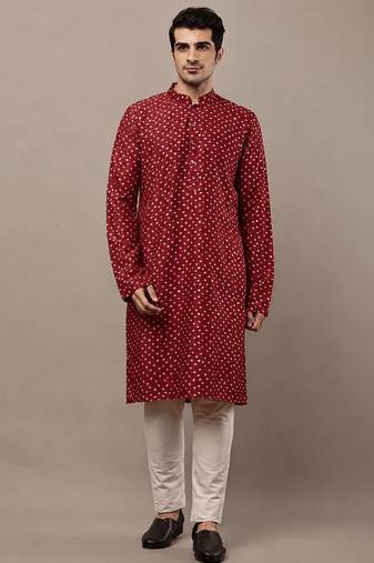  red printed ethnic kurta
