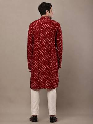  red printed ethnic kurta 4