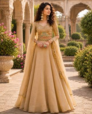 gold tissue lehenga choli 1