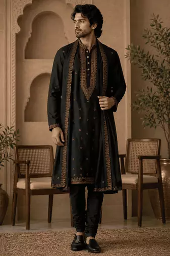  e embroidered kurta  with stole