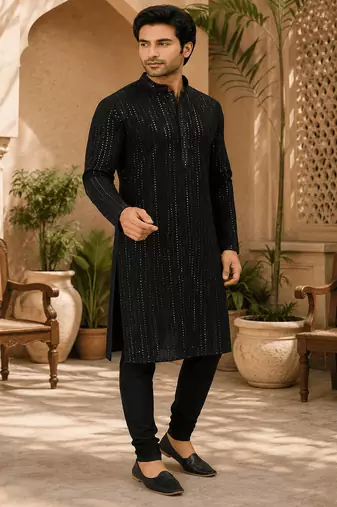 Midnight luxe black embellished kurta
