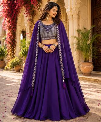 blue silk lehenga choli - free size  1