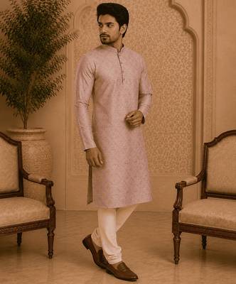 Peach printed  kurta 1