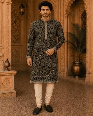  black embroidered  kurta  (with inner lining) 1