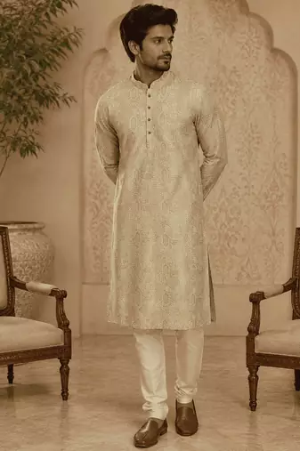  pastel gold printed  kurta