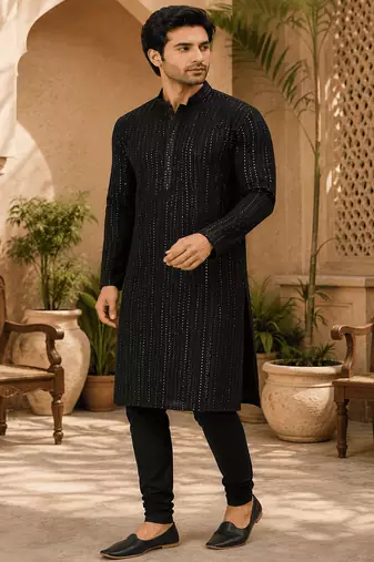 Midnight luxe black embellished kurta