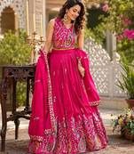 pink silk lehenga choli - free size 