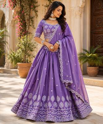 blue silk lehenga choli - free size  1