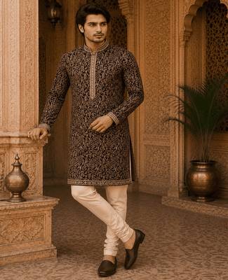  wine embroidered  kurta  with inner lining 3