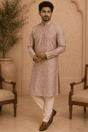 Peach printed  kurta